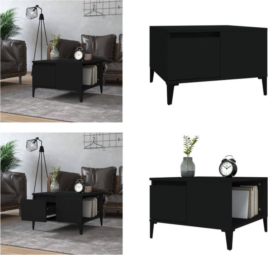 VidaXL -Salontafel-55x55x36-5-cm-bewerkt-hout-zwart Salontafel Salontafels Tafel Bijzettafel - Foto 3