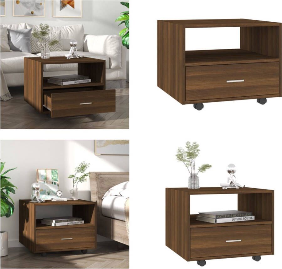 VidaXL Salontafel 55x55x40 cm bewerkt hout bruineikenkleurig Salontafel Salontafels Bijzettafel Tafel