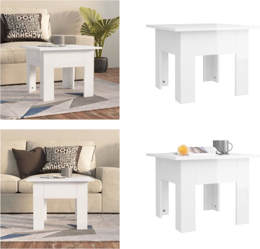 VidaXL Salontafel 55x55x42 cm bewerkt hout hoogglans wit Salontafel Salontafels Woonkamertafel Banktafel - Foto 2