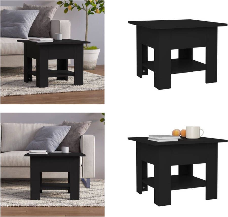 VidaXL Salontafel 55x55x42 cm bewerkt hout zwart Salontafel Salontafels Woonkamertafel Banktafel - Foto 3