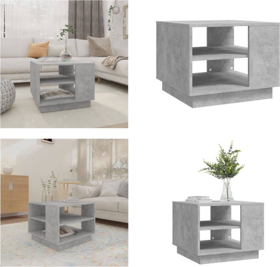 VidaXL Salontafel 55x55x43 cm bewerkt hout betongrijs Salontafel Salontafels Woonkamertafel Banktafel