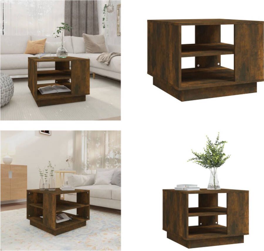 VidaXL Salontafel 55x55x43 cm bewerkt hout gerookt eikenkleurig - Foto 3