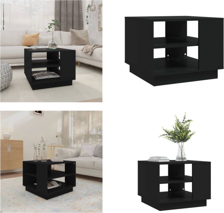 VidaXL Salontafel 55x55x43 cm bewerkt hout zwart Salontafel Salontafels Woonkamertafel Banktafel