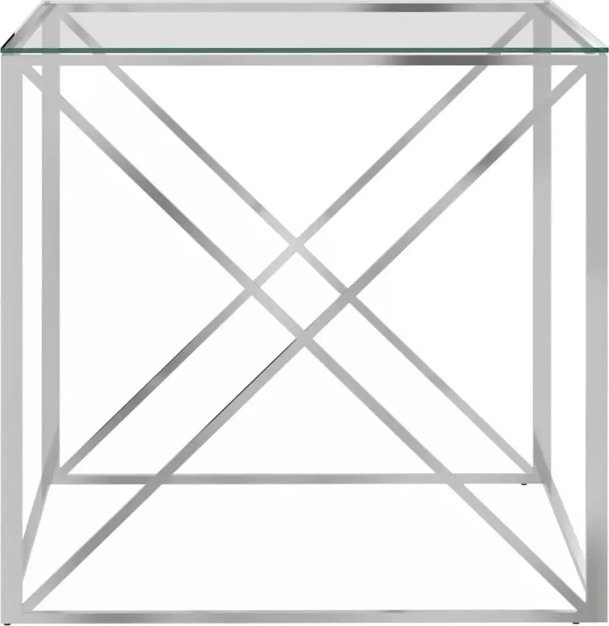 VidaXL -Salontafel-55x55x55-cm-roestvrij-staal-en-glas-zilverkleurig