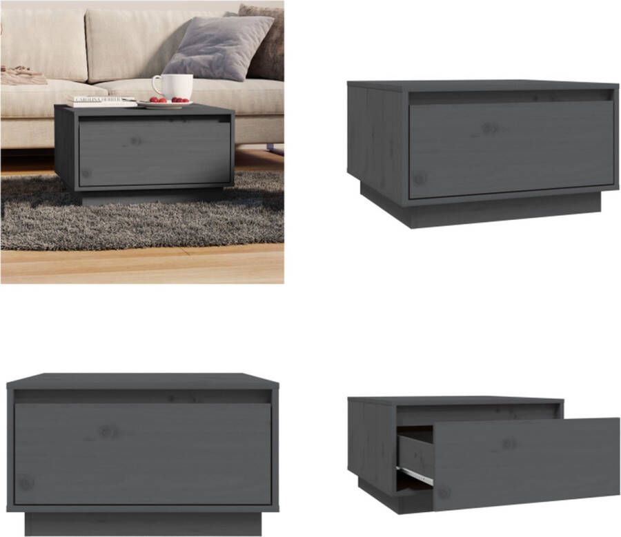 VidaXL Salontafel 55x56x32 cm massief grenenhout grijs Salontafel Salontafels Koffietafel Banktafel