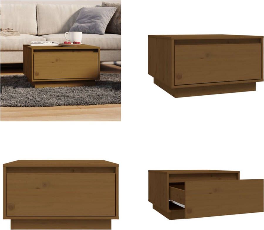 VidaXL Salontafel 55x56x32 cm massief grenenhout honingbruin Salontafel Salontafels Koffietafel Banktafel