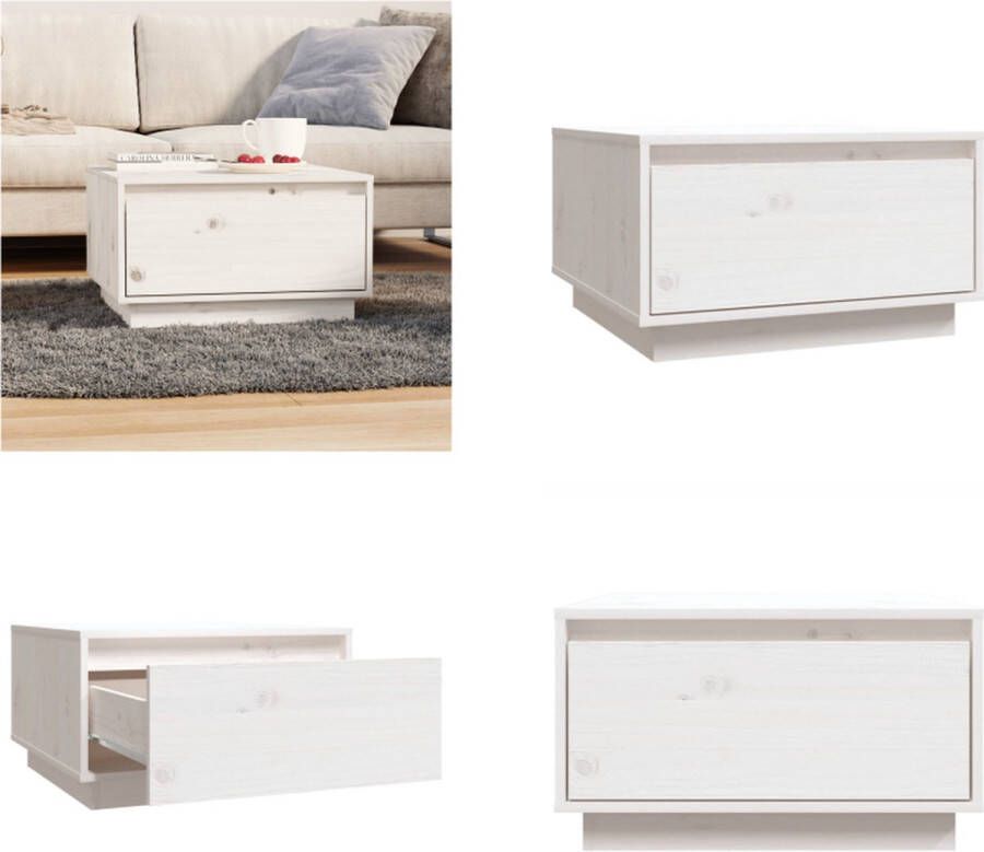 VidaXL Salontafel 55x56x32 cm massief grenenhout wit Salontafel Salontafels Koffietafel Banktafel
