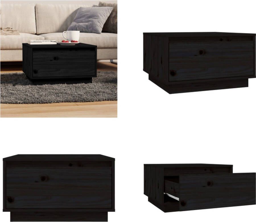 VidaXL Salontafel 55x56x32 cm massief grenenhout zwart Salontafel Salontafels Koffietafel Banktafel