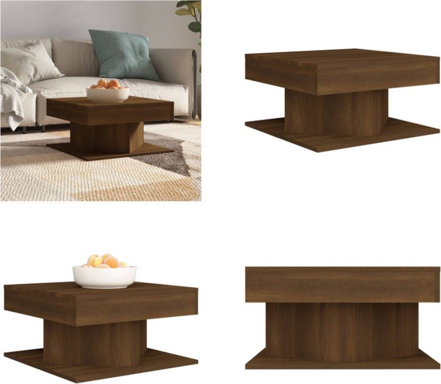 VidaXL Salontafel 57x57x30 cm bewerkt hout bruineikenkleurig Salontafel Salontafels Bijzettafel Tafel
