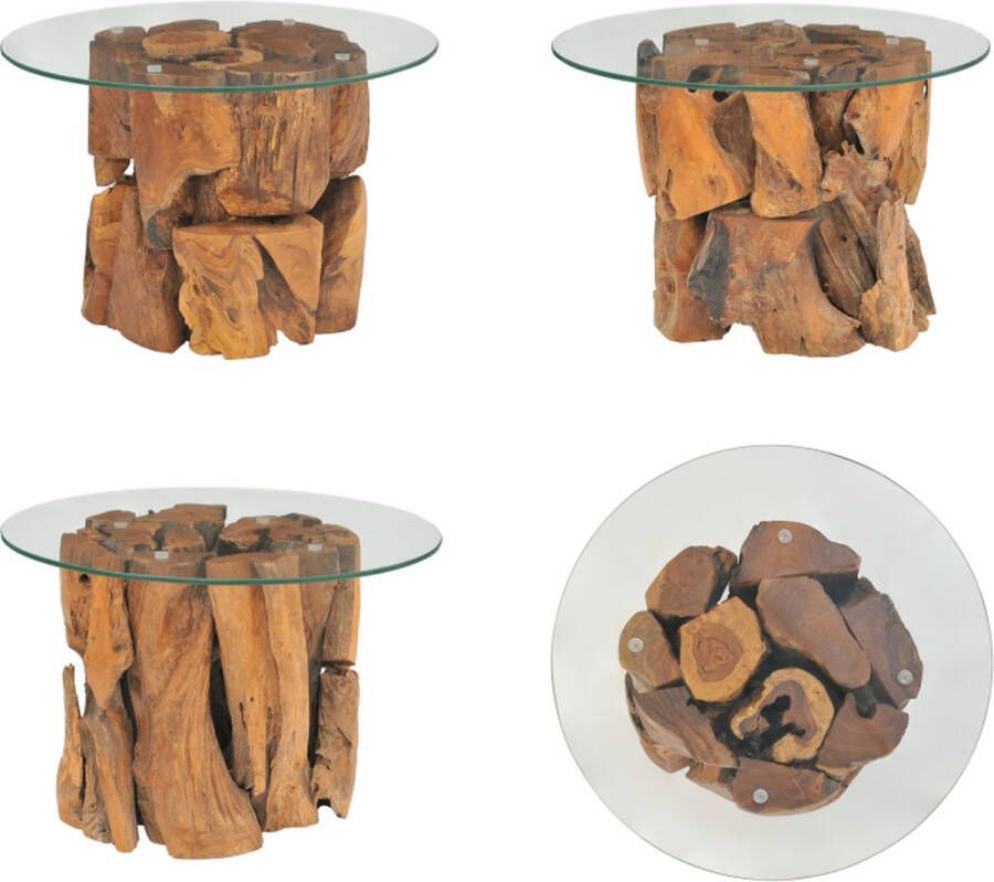 VidaXL Salontafel 60 cm massief teak drijfhout Salontafel Salontafels Houten Salontafel Houten Salontafels