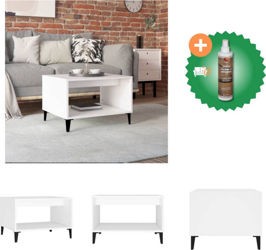 VidaXL Salontafel 60x50x40 cm bewerkt hout wit Tafel Inclusief Houtreiniger en verfrisser