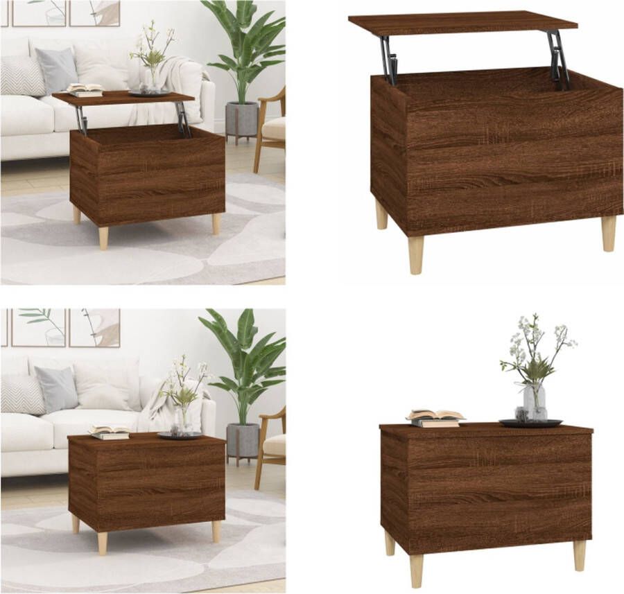 VidaXL Salontafel 60x44-5x45 cm bewerkt hout bruineikenkleurig Salontafel Salontafels Tafel Tafels - Foto 2