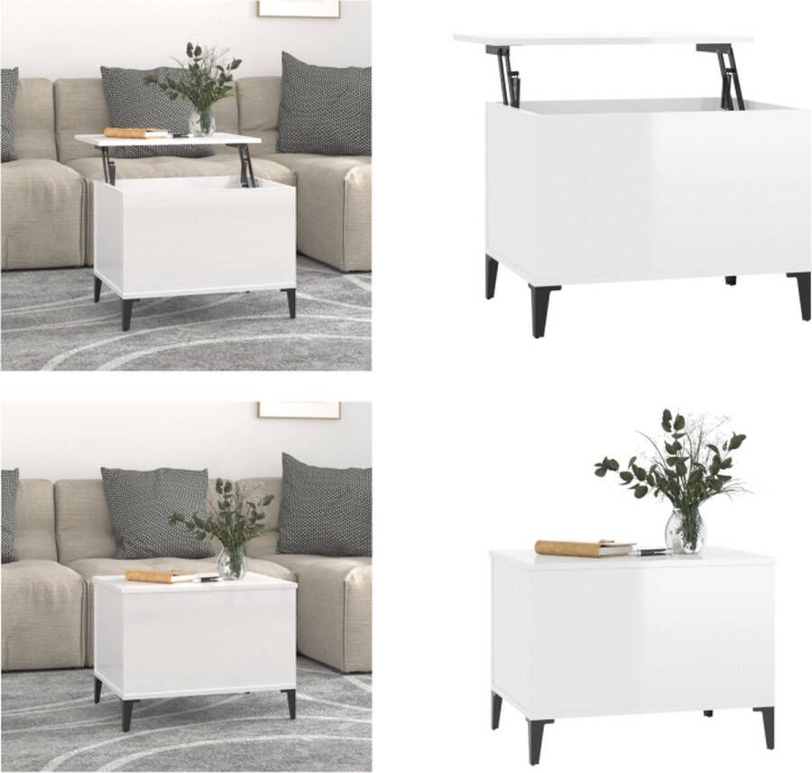 VidaXL Salontafel 60x44 5x45 cm bewerkt hout hoogglans wit Salontafel Salontafels Tafel Tafels - Foto 2