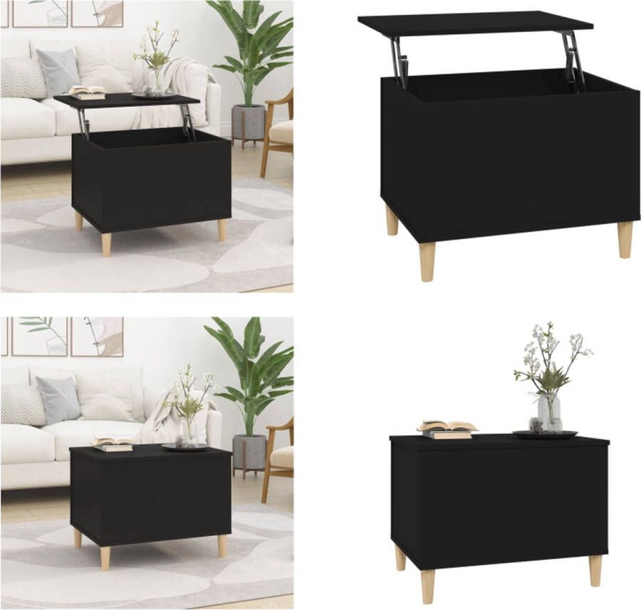 VidaXL Salontafel 60x44-5x45 cm bewerkt hout zwart Salontafel Salontafels Tafel Tafels - Foto 2