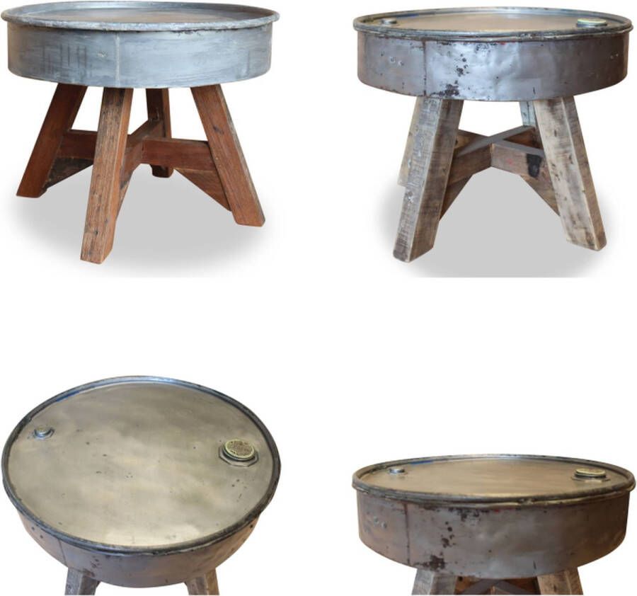 VidaXL Salontafel 60x45 cm gemengd gerecycled hout zilver Koffietafel Koffietafels Salontafel Salontafels