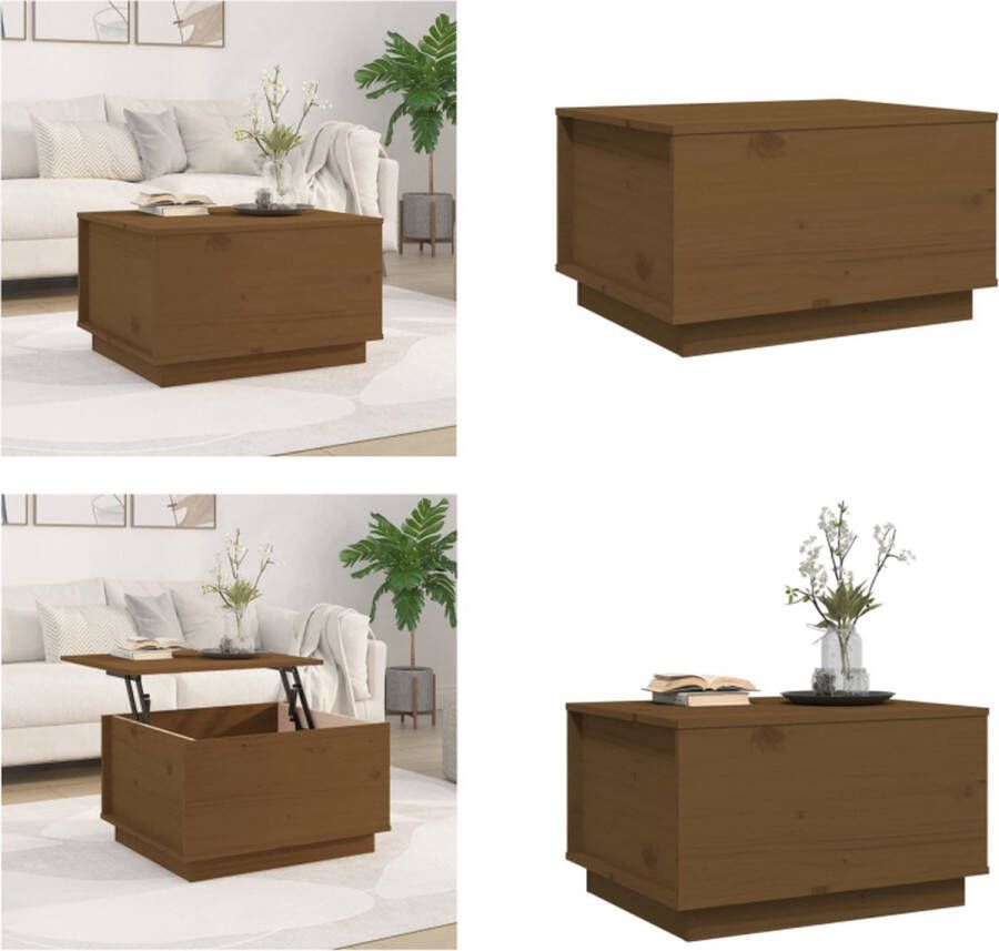 VidaXL Salontafel 60x50x35 cm massief grenenhout honingbruin Salontafel Salontafels Tafel Bijzettafel
