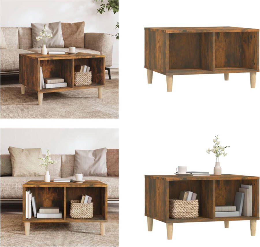 VidaXL Salontafel 60x50x36-5 cm bewerkt hout gerookt eikenkleurig Salontafel Salontafels Bijzettafels Bijzettafeltje
