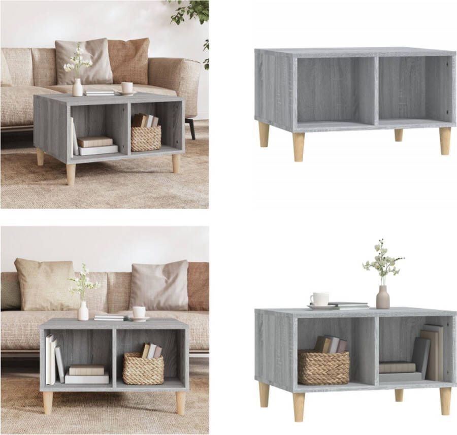 VidaXL Salontafel 60x50x36-5 cm bewerkt hout grijs Salontafel Salontafels Bijzettafels Bijzettafeltje