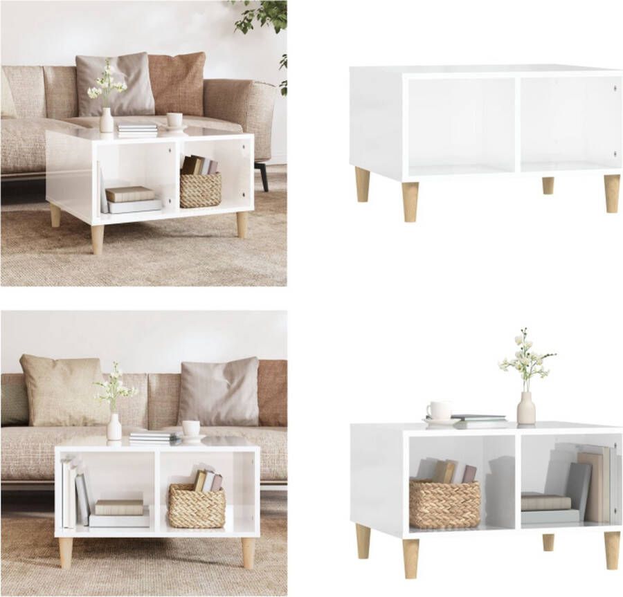 VidaXL Salontafel 60x50x36-5 cm bewerkt hout hoogglans wit Salontafel Salontafels Bijzettafels Bijzettafeltje