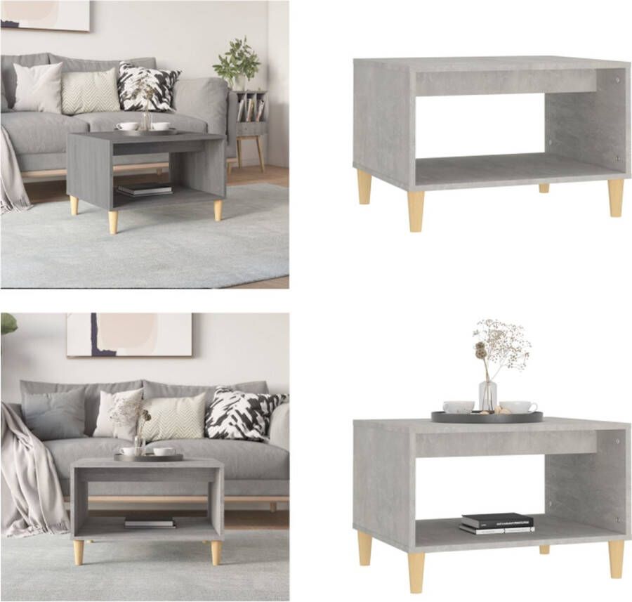 VidaXL Salontafel 60x50x40 cm bewerkt hout betongrijs Salontafel Salontafels Tafel Bijzettafel