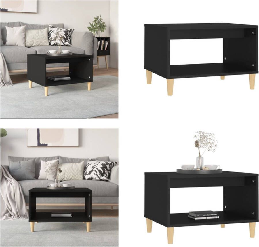 VidaXL Salontafel 60x50x40 cm bewerkt hout zwart Salontafel Salontafels Tafel Bijzettafel - Foto 2