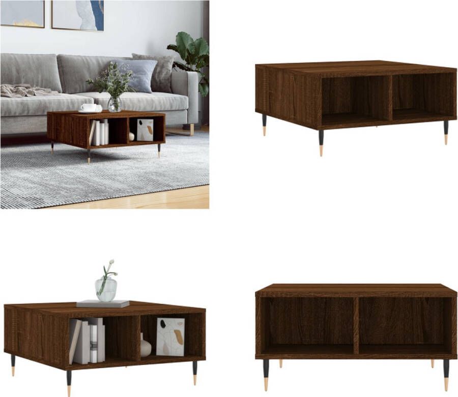 VidaXL -Salontafel-60x60x30-cm-bewerkt-hout-bruineiken Salontafel Salontafels Bijzettafel Tafeltje - Foto 2