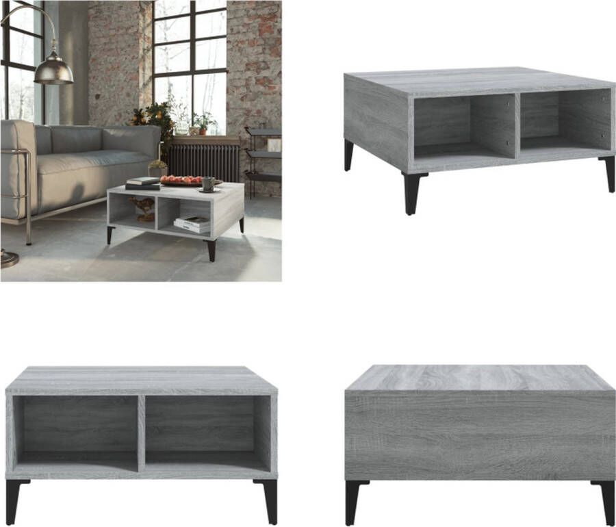 VidaXL Salontafel 60x60x30 cm spaanplaat grijs sonoma eikenkleurig Salontafel Salontafels Koffietafel Woonkamertafel