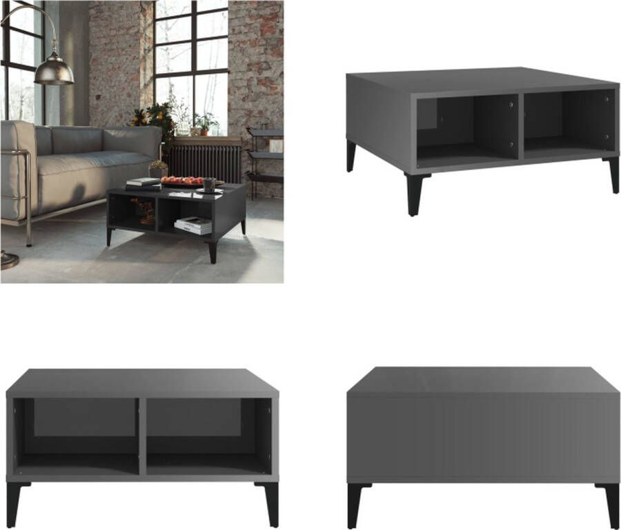 VidaXL Salontafel 60x60x30 cm bewerkt hout hoogglans grijs Tafel Tafels Tafeltje Tafeltjes
