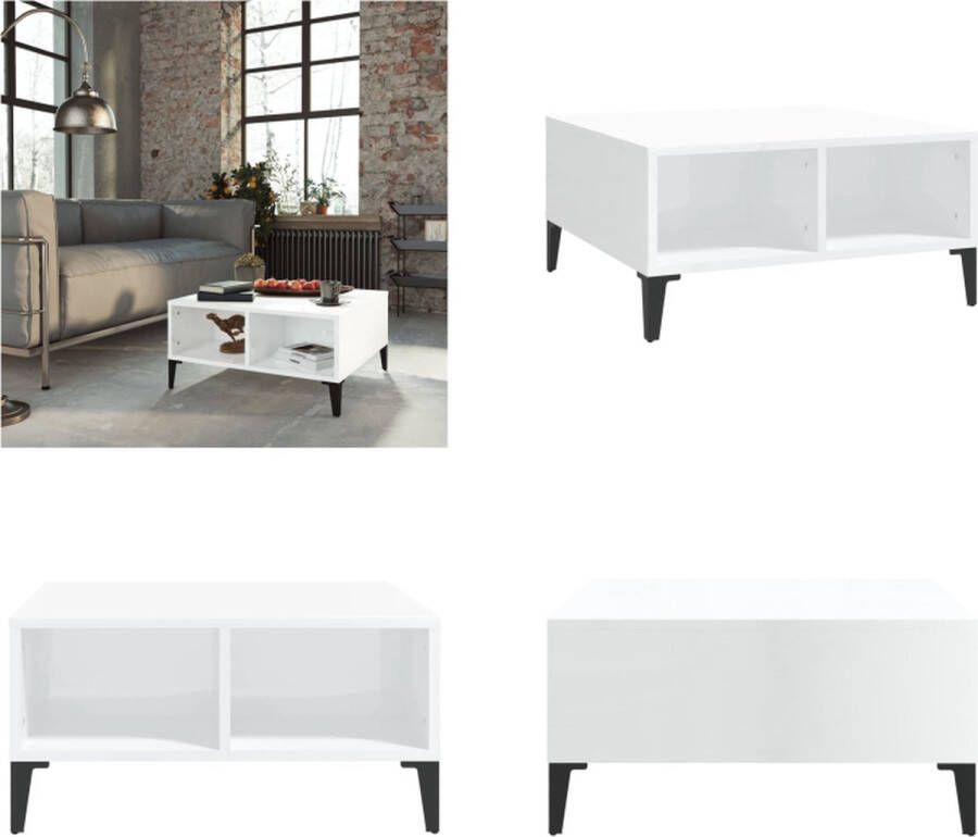 VidaXL Salontafel 60x60x30 cm bewerkt hout hoogglans wit Tafel Tafels Tafeltje Tafeltjes