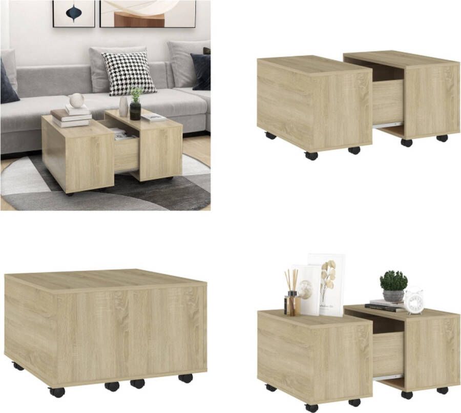 VidaXL Salontafel 60x60x38 cm bewerkt hout sonoma eikenkleurig Salontafel Salontafels Koffietafel Koffietafels