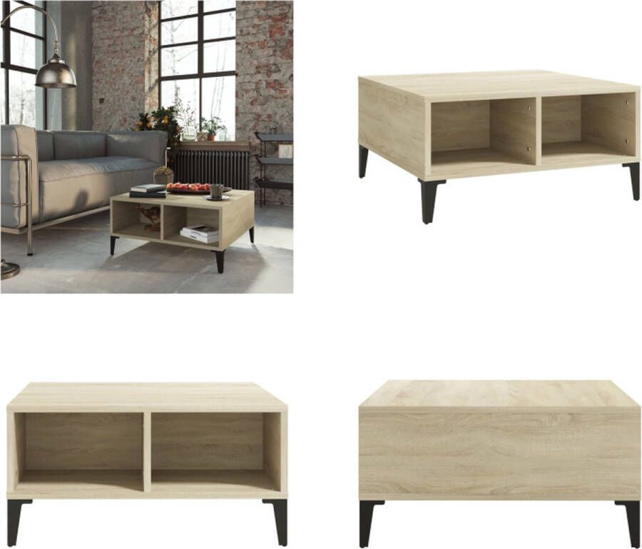 VidaXL Salontafel 60x60x30 cm bewerkt hout sonoma eikenkleurig Tafel Tafels Tafeltje Tafeltjes