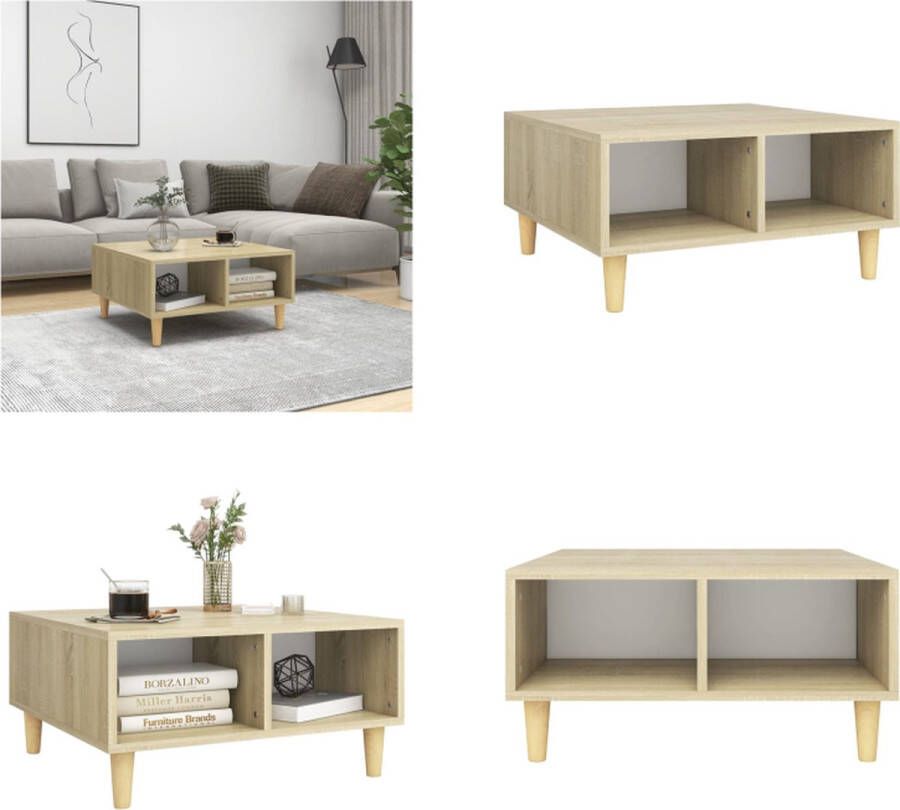 VidaXL Salontafel 60x60x30 cm spaanplaat wit en sonoma eikenkleurig Tafel Tafels Tafeltje Tafeltjes