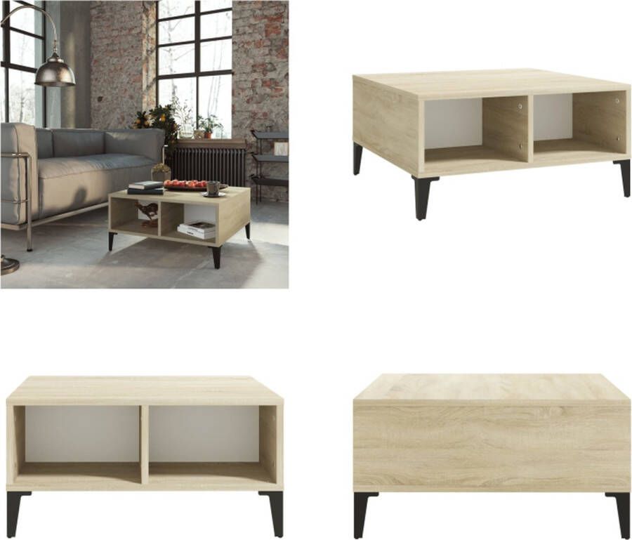 VidaXL Salontafel 60x60x30 cm bewerkt hout wit en sonoma eikenkleurig Tafel Tafels Tafeltje Tafeltjes - Foto 2