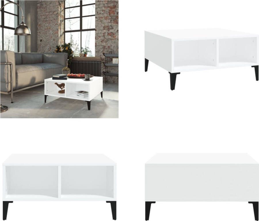 VidaXL Salontafel 60x60x30 cm bewerkt hout wit Tafel Tafels Tafeltje Tafeltjes - Foto 2