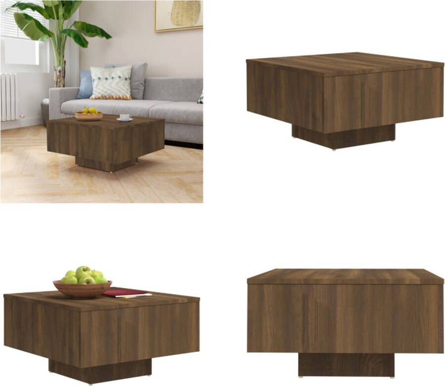 VidaXL Salontafel 60x60x31-5 cm bewerkt hout bruineikenkleurig Salontafel Salontafels Tafel Bijzettafel