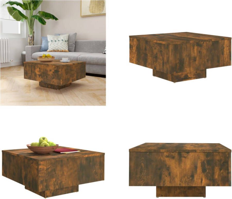 VidaXL Salontafel 60x60x31-5 cm bewerkt hout gerookt eikenkleurig Salontafel Salontafels Tafel Bijzettafel