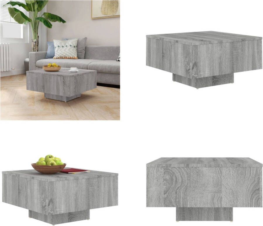 VidaXL Salontafel 60x60x31-5 cm bewerkt hout grijs sonoma eikenkleurig Salontafel Salontafels Tafel Bijzettafel