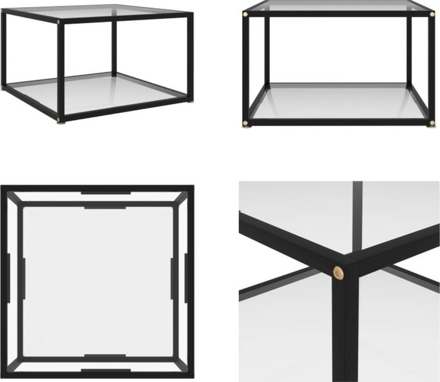 VidaXL Salontafel 60x60x35 cm gehard glas transparant Banktafel Banktafels Bijzettafel Bijzettafels