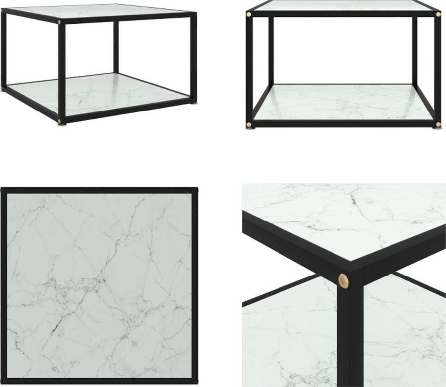 VidaXL Salontafel 60x60x35 cm gehard glas wit Banktafel Banktafels Bijzettafel Bijzettafels