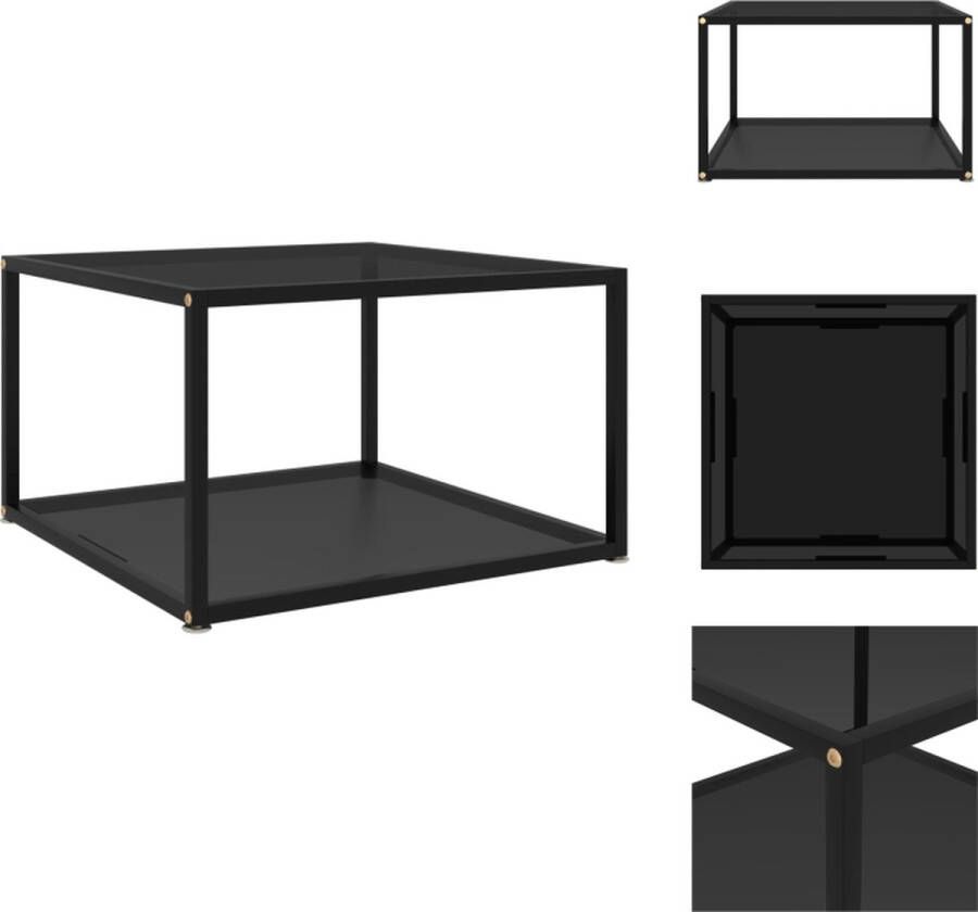 VidaXL Banktafel Banktafels Bijzettafel Bijzettafels Salontafel 60x60x35 cm gehard glas zwart