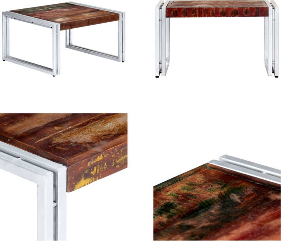 vidaXL Salontafel 60x60x35 cm massief gerecycled hout Salontafel Salontafels Houten Salontafel Houten Salontafels