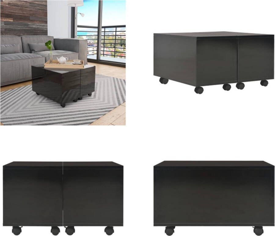VidaXL Salontafel 60x60x35 cm bewerkt hout hoogglans zwart Salontafel Salontafels Koffietafel Koffietafels