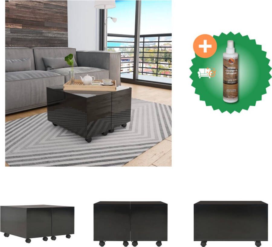 VidaXL Salontafel 60x60x35 cm spaanplaat hoogglans zwart Tafel Inclusief Houtreiniger en verfrisser