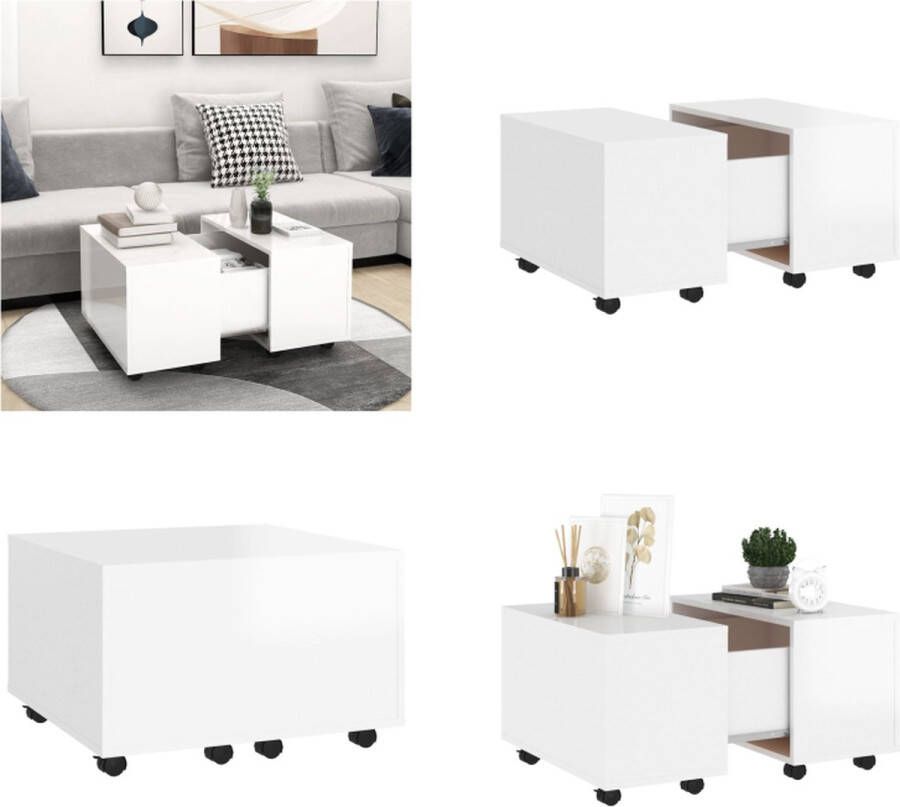 VidaXL Salontafel 60x60x38 cm spaanplaat hoogglans wit Salontafel Salontafels Koffietafel Koffietafels