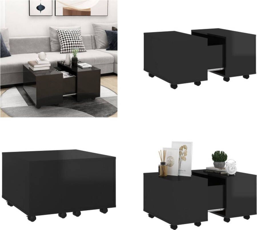 VidaXL Salontafel 60x60x38 cm spaanplaat hoogglans zwart Salontafel Salontafels Koffietafel Koffietafels
