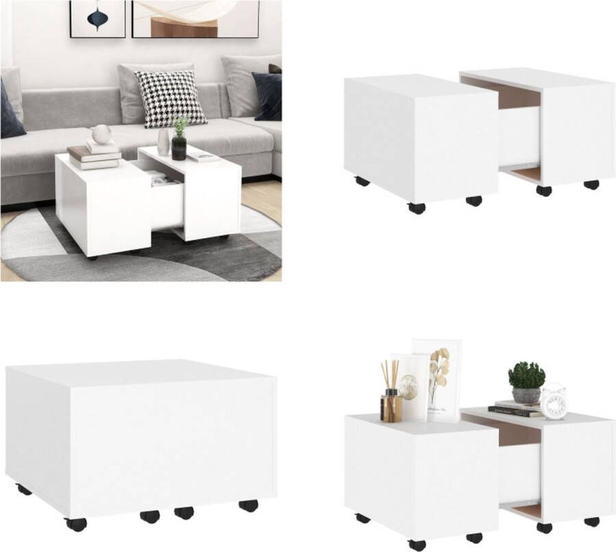 VidaXL Salontafel 60x60x38 cm bewerkt hout wit Salontafel Salontafels Koffietafel Koffietafels