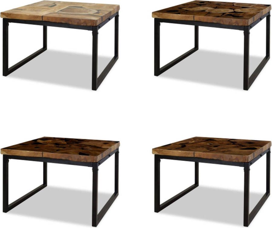 VidaXL Salontafel 60x60x40 cm teakhout en hars Salontafel Salontafels Bijzettafel Bijzettafels - Foto 2