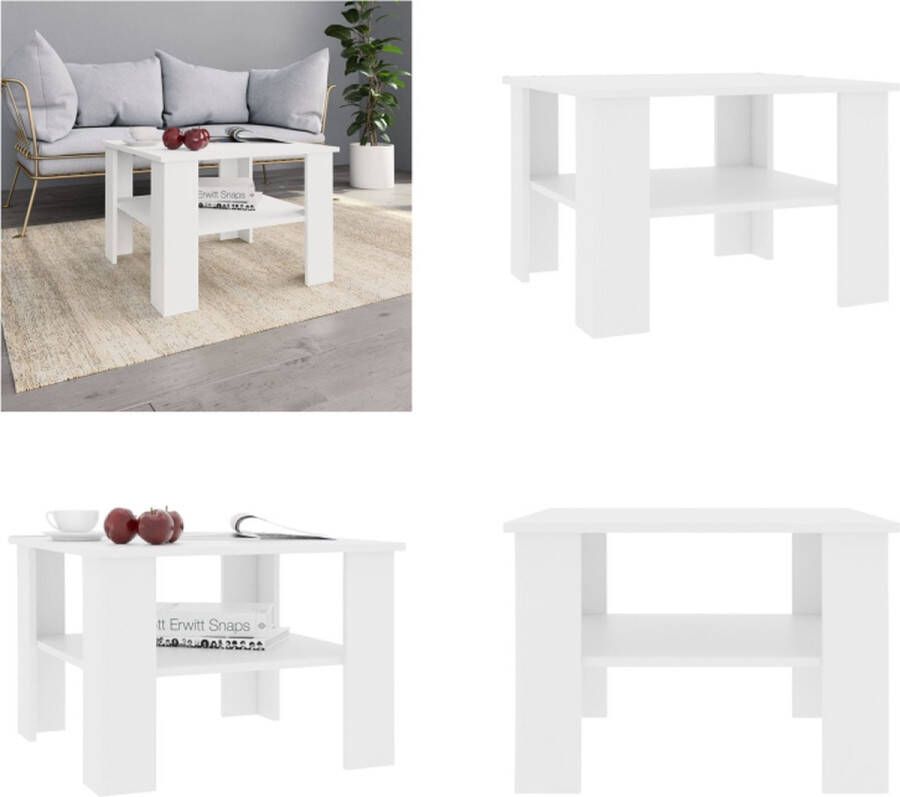 VidaXL Salontafel 60x60x42 cm bewerkt hout wit Salontafel Salontafels Bijzettafel Tafeltje
