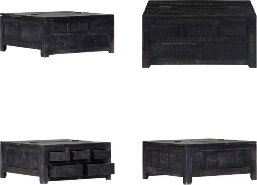 VidaXL Salontafel 65x65x30 cm massief mangohout zwart Salontafel Salontafels Koffie Tafel Koffie Tafels