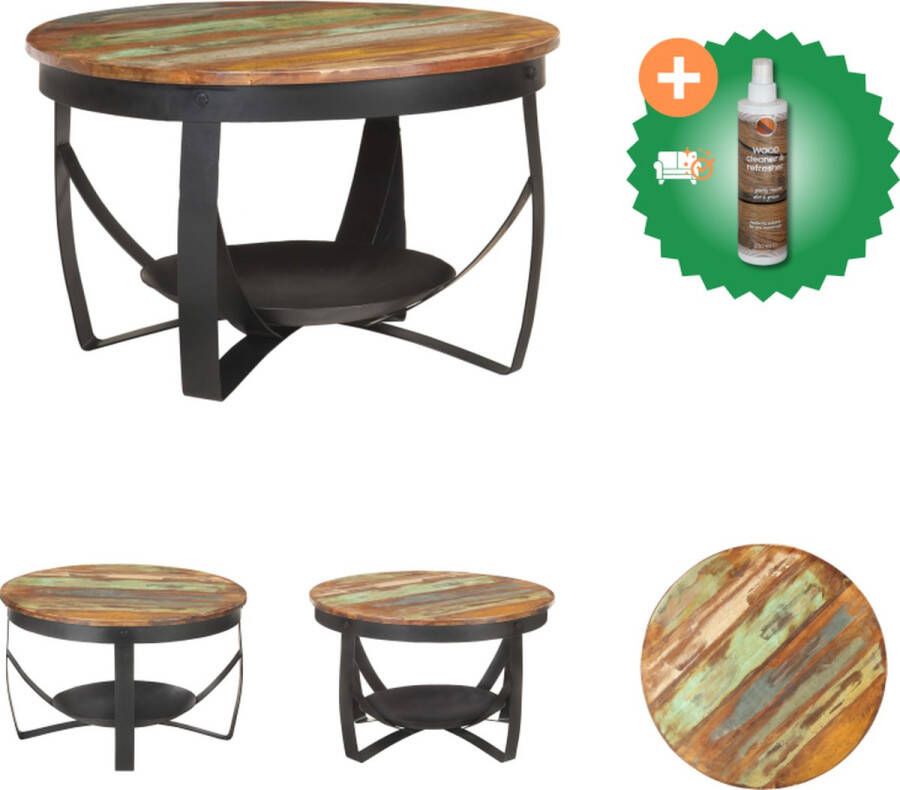 VidaXL Salontafel Ø 68x43 cm massief gerecycled hout Tafel Inclusief Houtreiniger en verfrisser